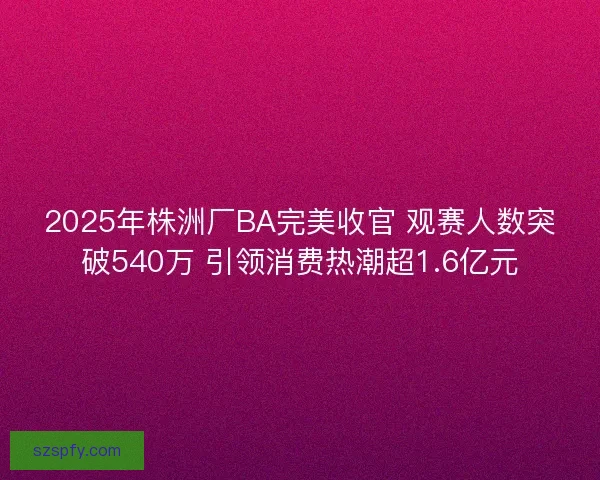 2025年株洲厂BA完美收官 观赛人数突破540万 引领消费热潮超1.6亿元