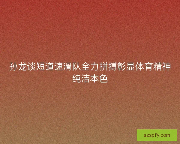 孙龙谈短道速滑队全力拼搏彰显体育精神纯洁本色