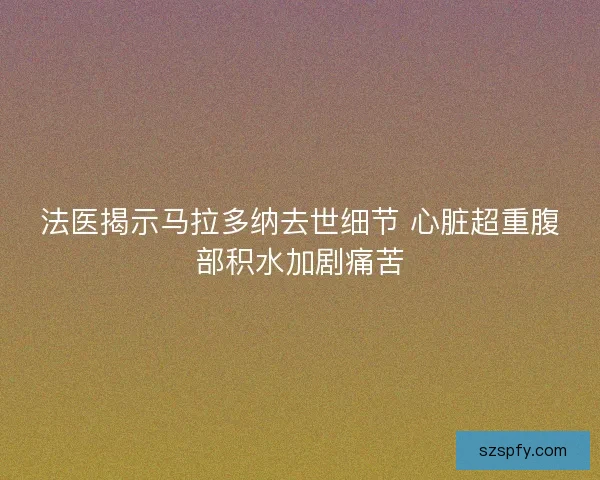 法医揭示马拉多纳去世细节 心脏超重腹部积水加剧痛苦 法医揭示马拉多纳去世细节 心脏超重腹部积水加剧痛苦