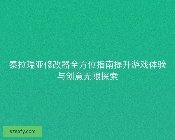 泰拉瑞亚修改器全方位指南提升游戏体验与创意无限探索